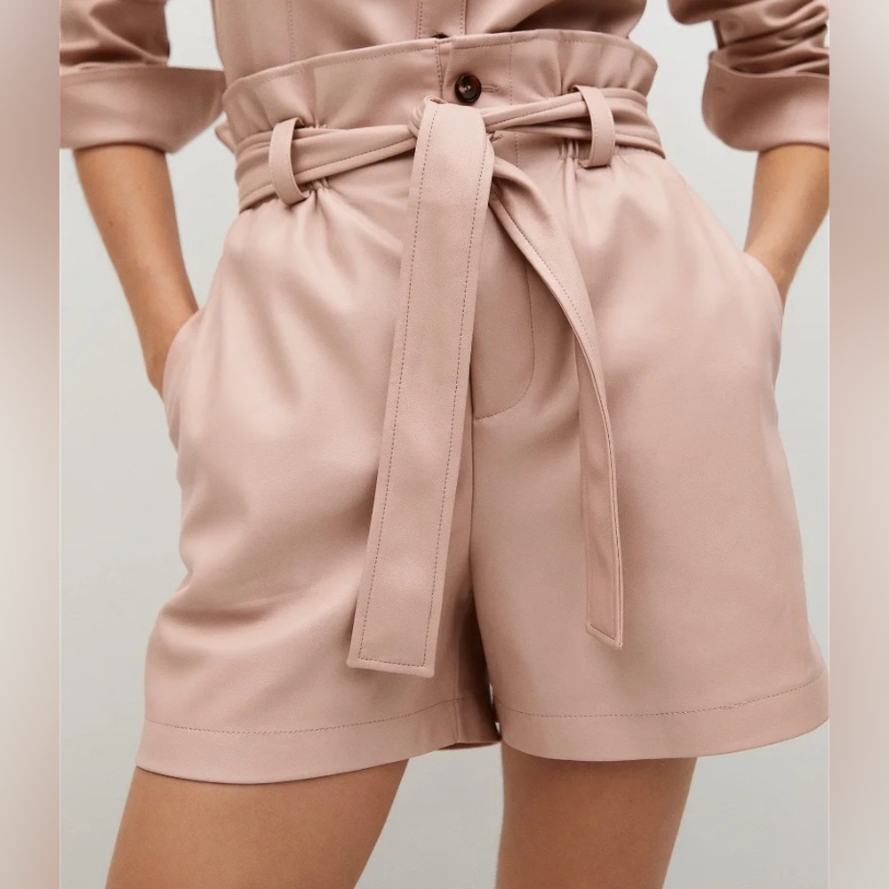 Mango belted leather-effect shorts, NWOT, size M
